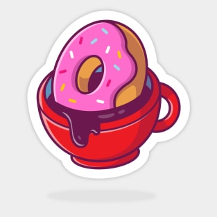 Hot Coffee And Donut Sticker